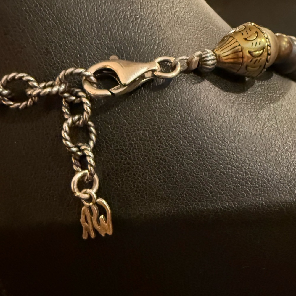 Carolyn Pollack Brass & Sterling Silver Navajo Pearls Squash Blossom Necklace - Picture 7 of 15
